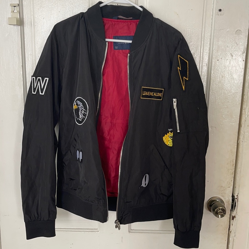 Zara Patched Bomber Jacket